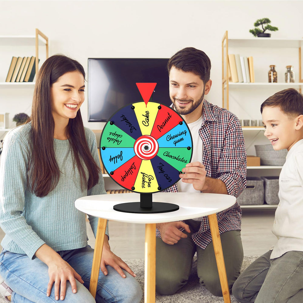 Enayplon 12-inch prize wheel ready for tabletop display