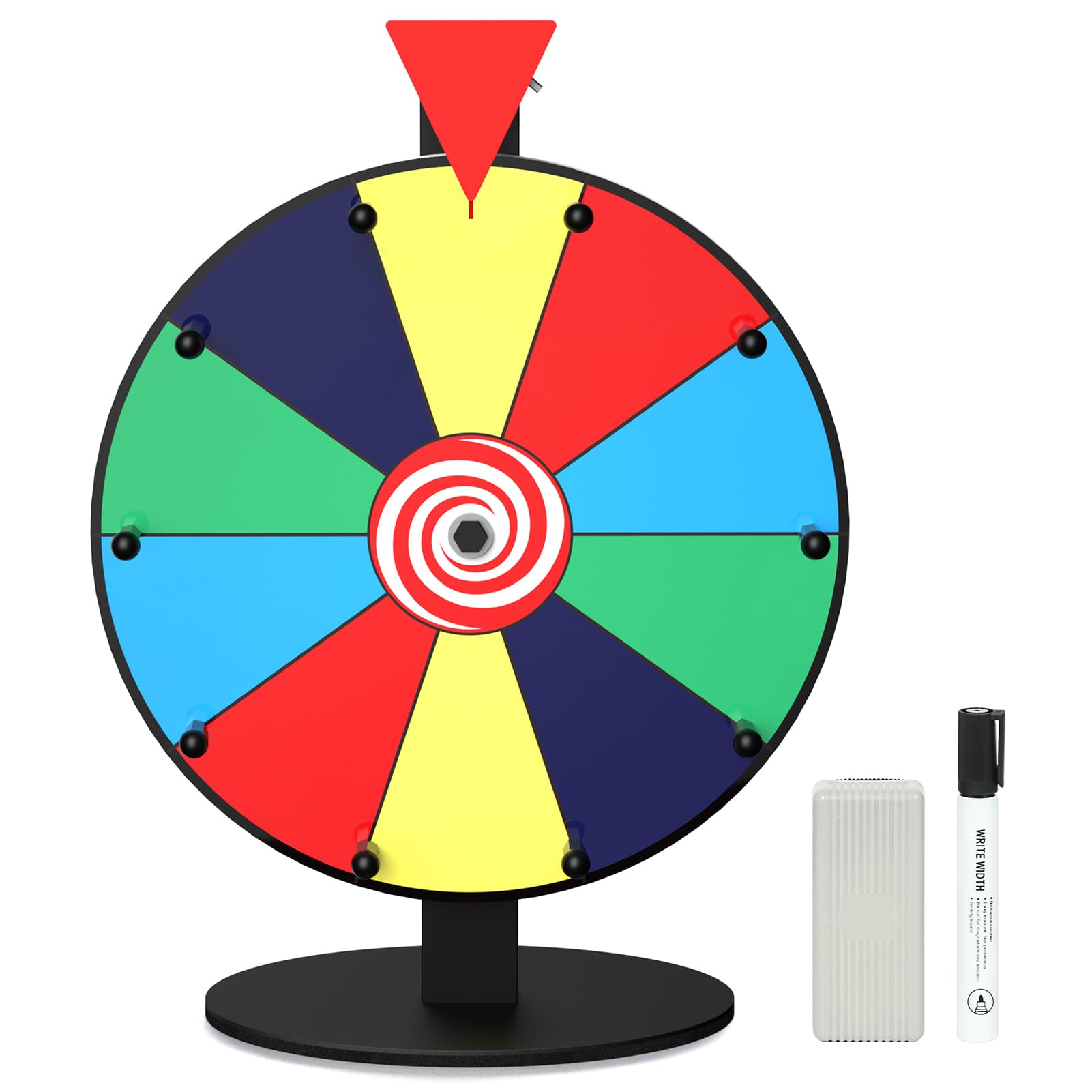 Enayplon prize wheel on a stand for engaging trade show demos