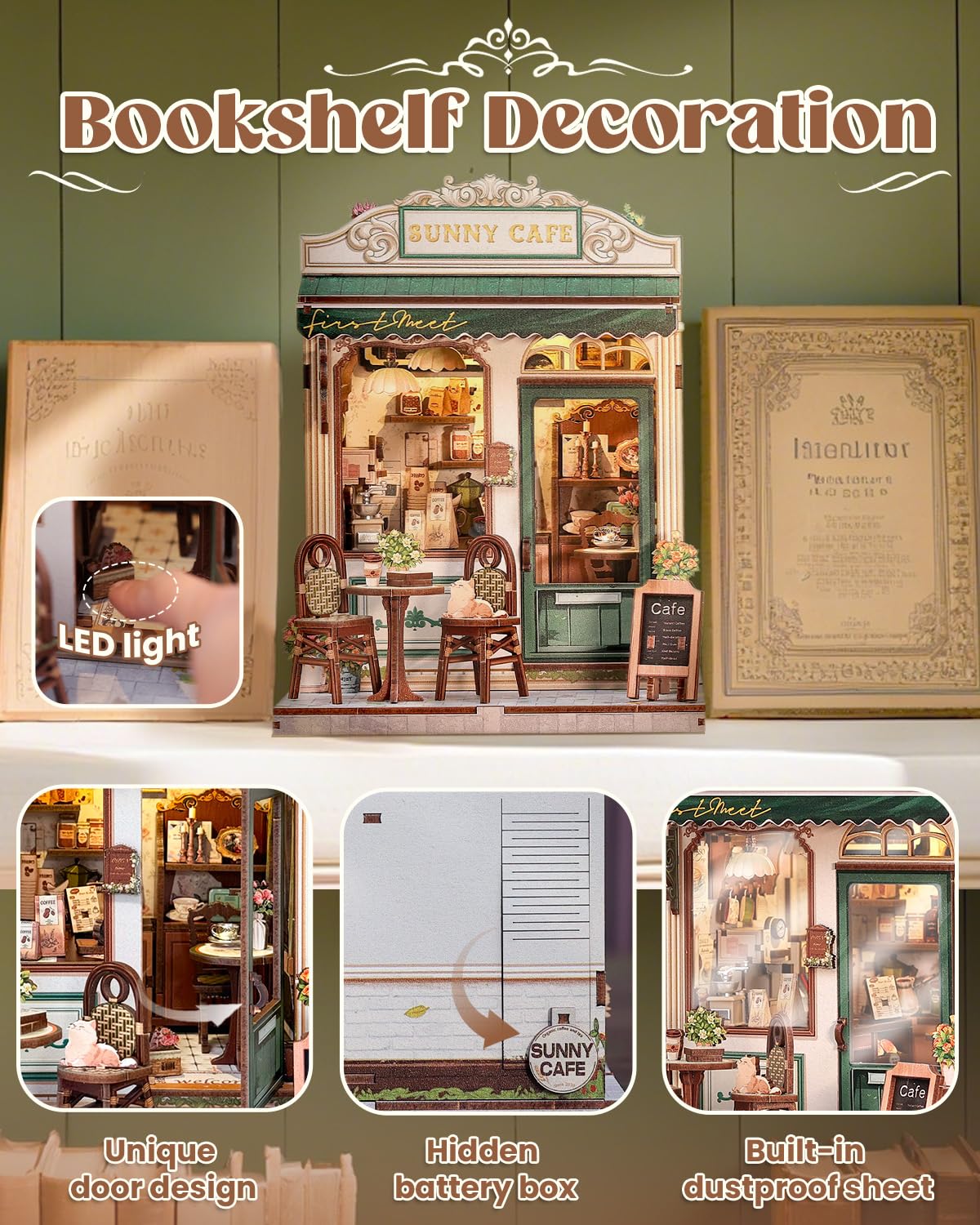 Endless Limit Sunny Cafe Book Nook Kit interior details invite imaginative arrangement