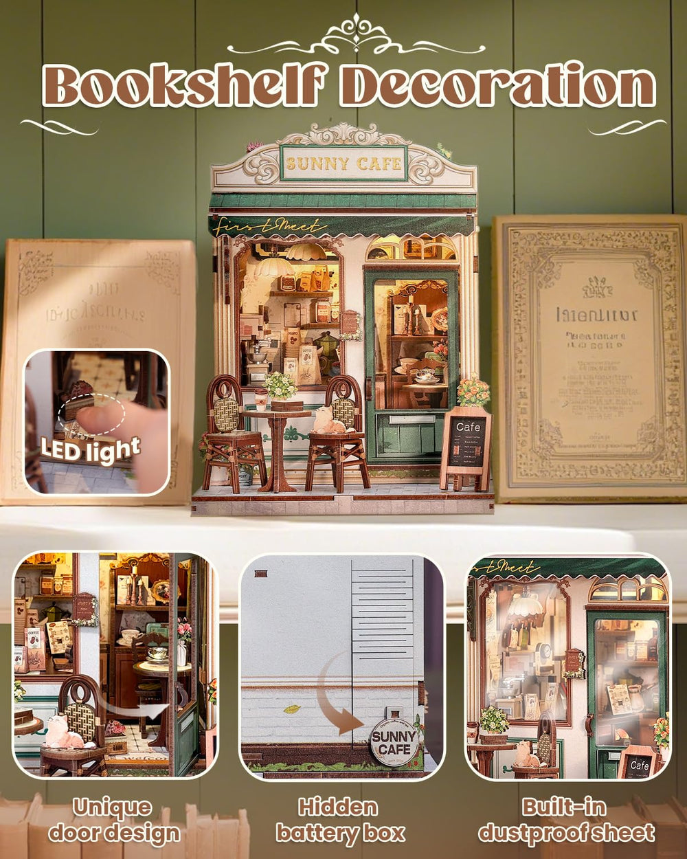 Endless Limit Sunny Cafe Book Nook Kit interior details invite imaginative arrangement