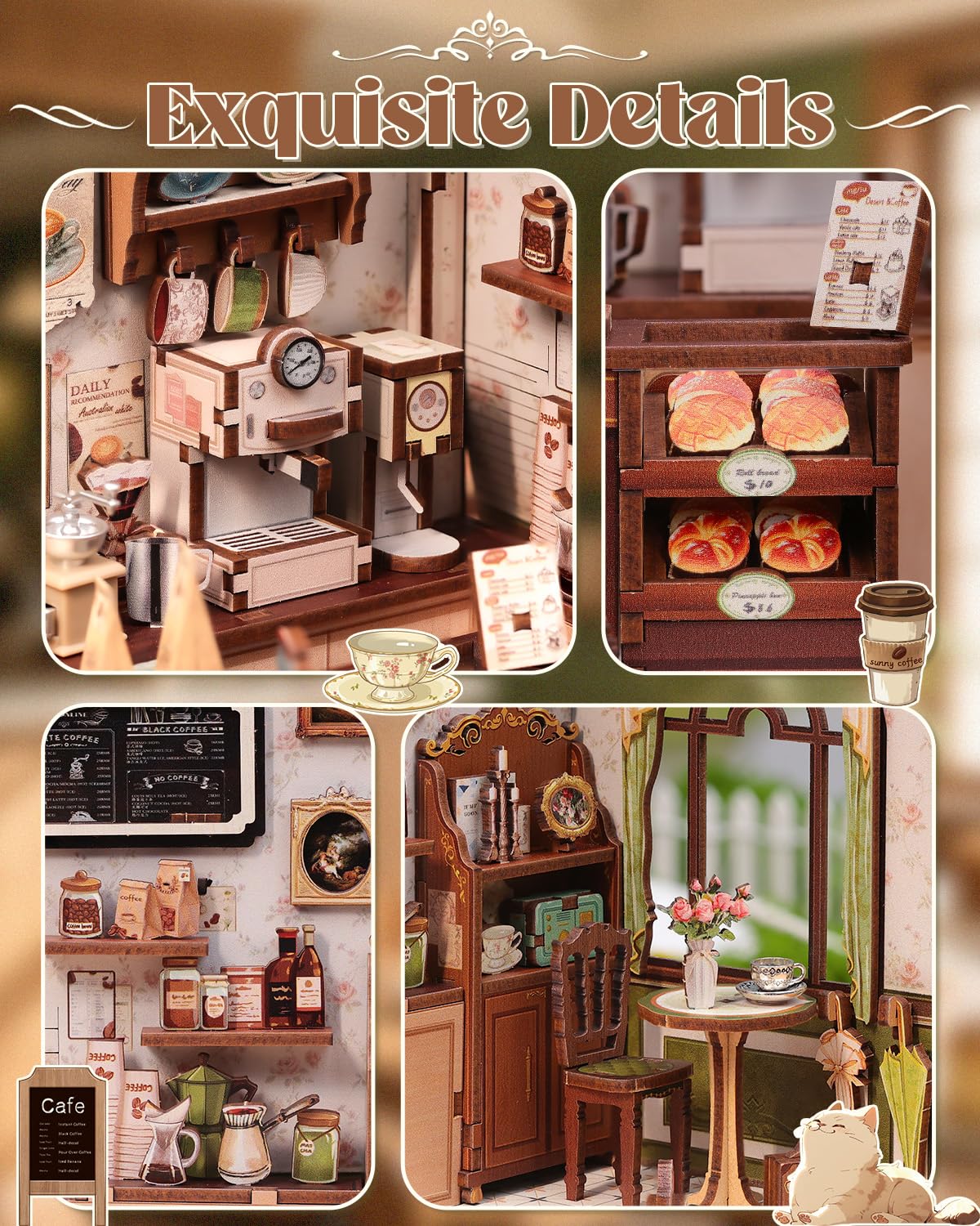 Endless Limit Sunny Cafe Book Nook Kit LED lighting reveals cozy ambience