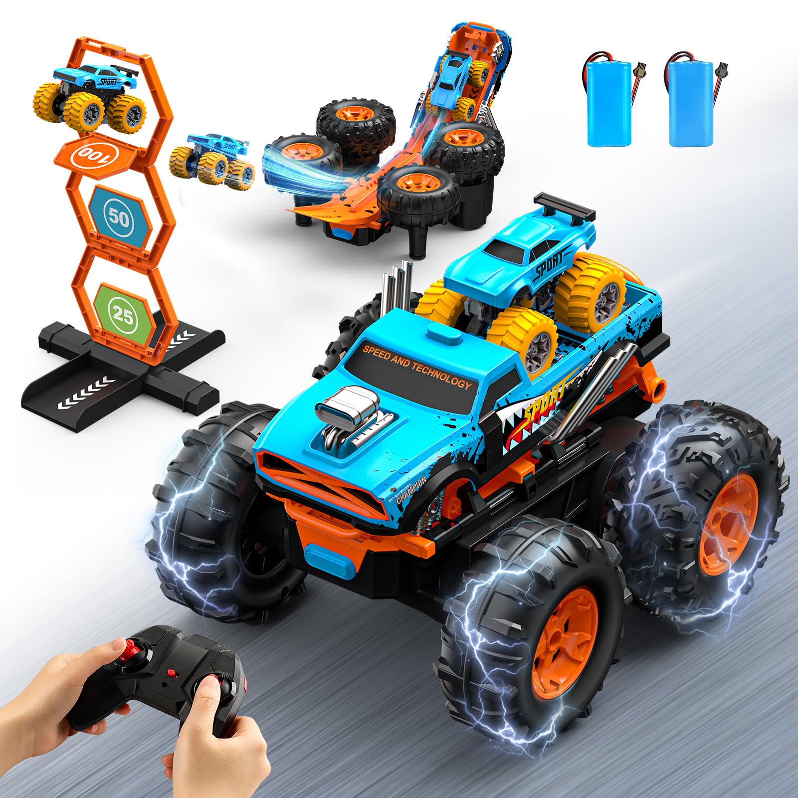 ENEPHE Monster Truck Toy in action with remote control for exciting indoor and outdoor play