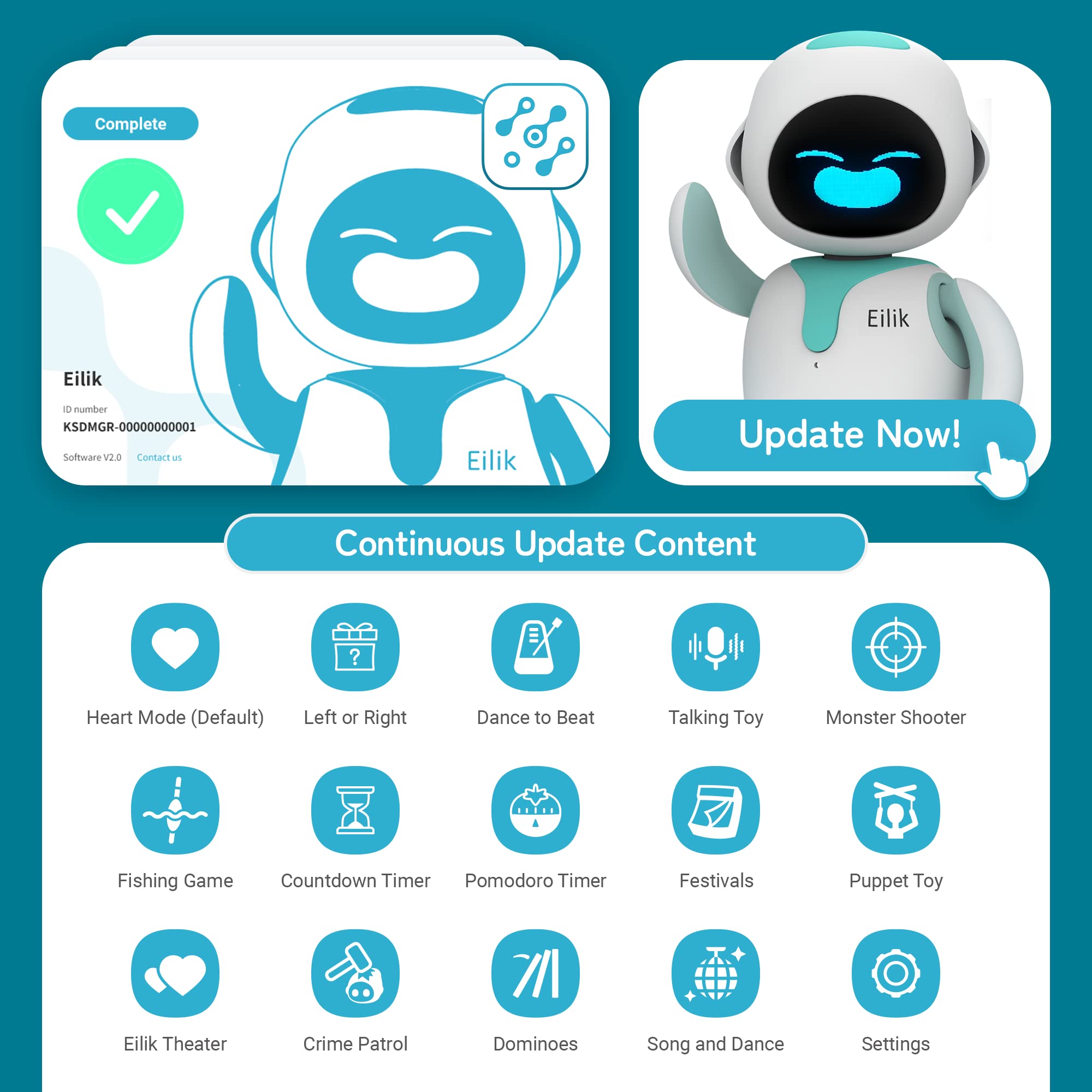 ENERGIZE LAB Eilik firmware updates add new features over time.