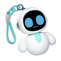 ENERGIZE LAB Eiliko Aquamarine on a backpack with animated face for companionship