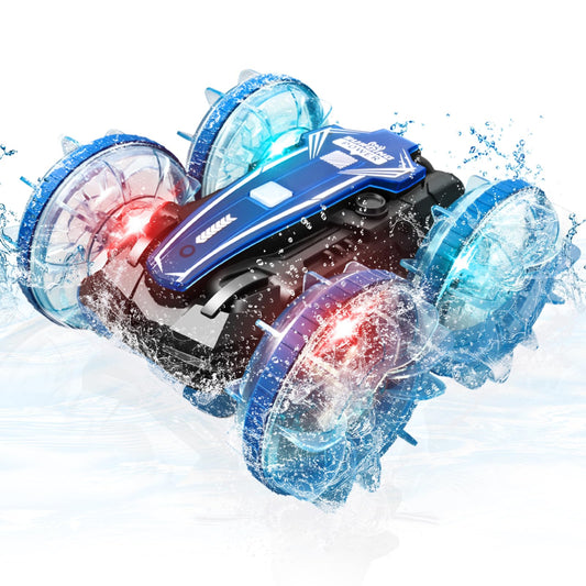 Enerhamp amphibious RC car with waterproof gesture control for aquatic play.