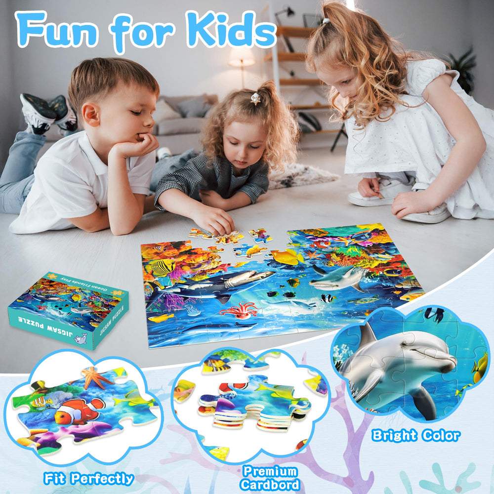 Engfa Puppy Picnic Party puzzle, 100 pieces, cheerful scene supports cooperation and sharing