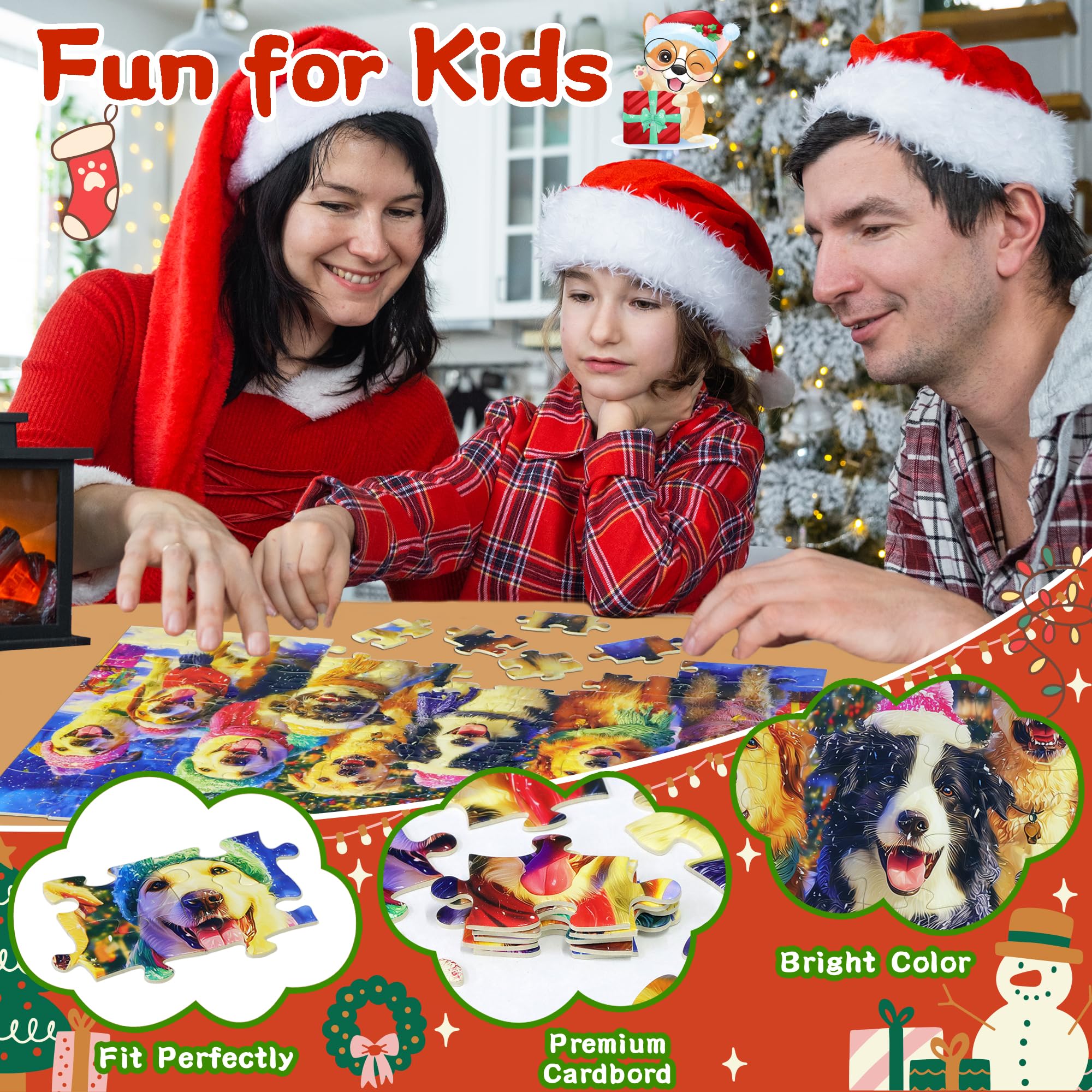 Engfa Christmas puzzles festival cats scene enhances visual perception with bright colors