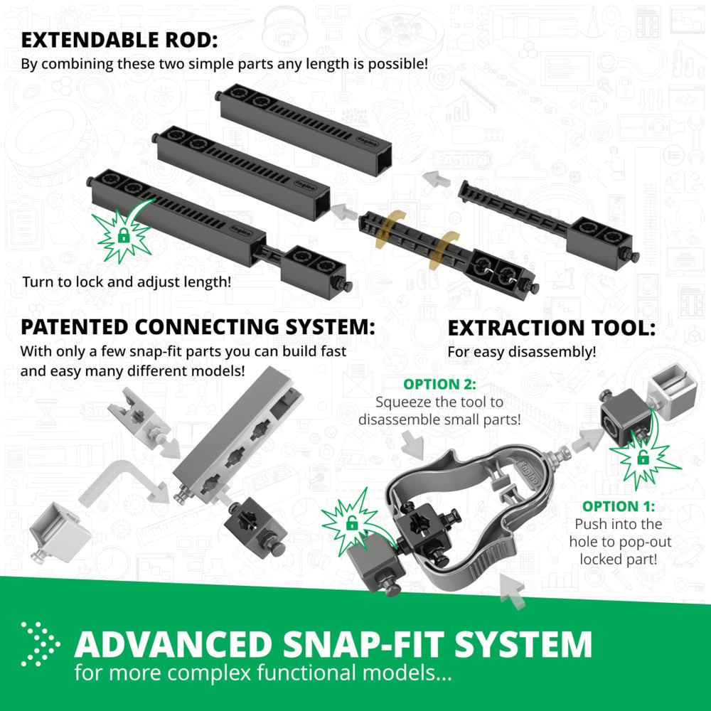 Engino European-made educational kit supports hands-on STEM exploration.