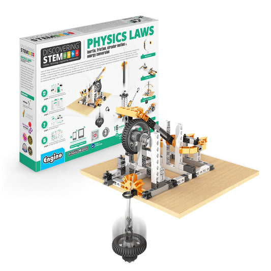 Engino inertia rocket launcher demonstrates motion against resistance