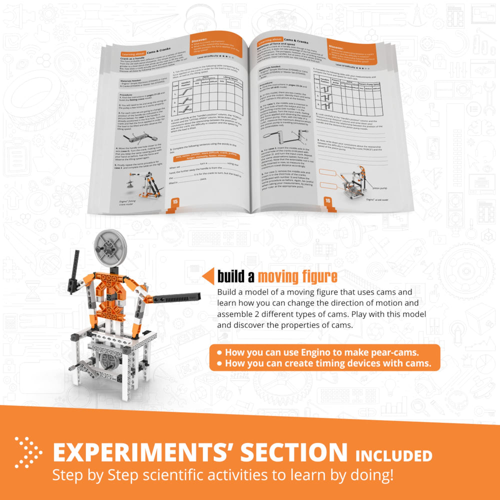 Engino piston pump model demonstrates piston movement producing fluid motion
