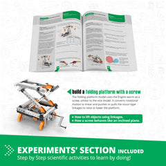 Engino worm drive assembly demonstrates slow, powerful rotation transfer.