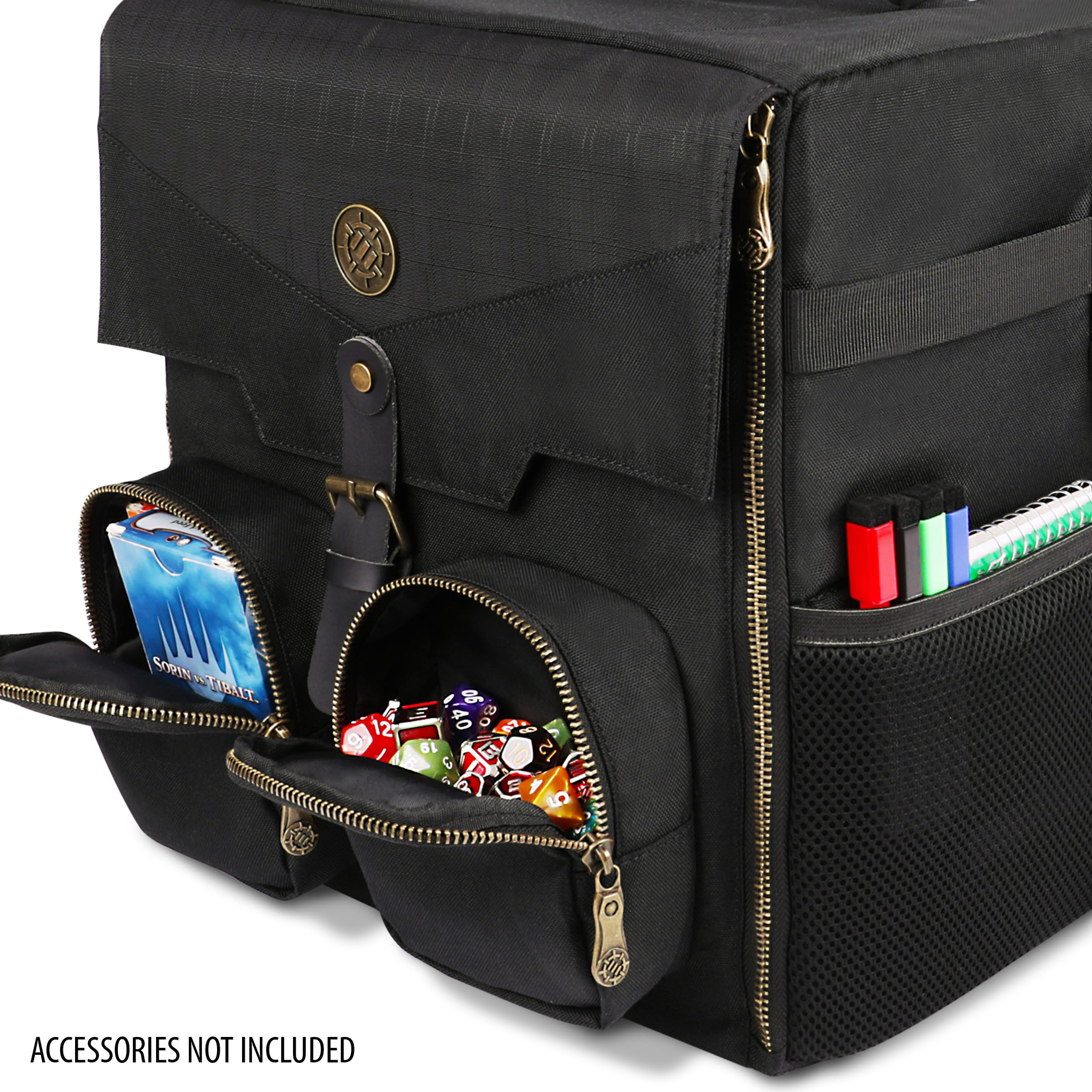 ENHANCE Board Game Shoulder Bag side pockets and straps hold maps and drinks securely.