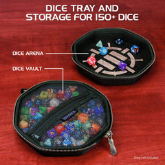 ENHANCE DND Dice Tray Case open with dice storage accessible for quick grabbing.