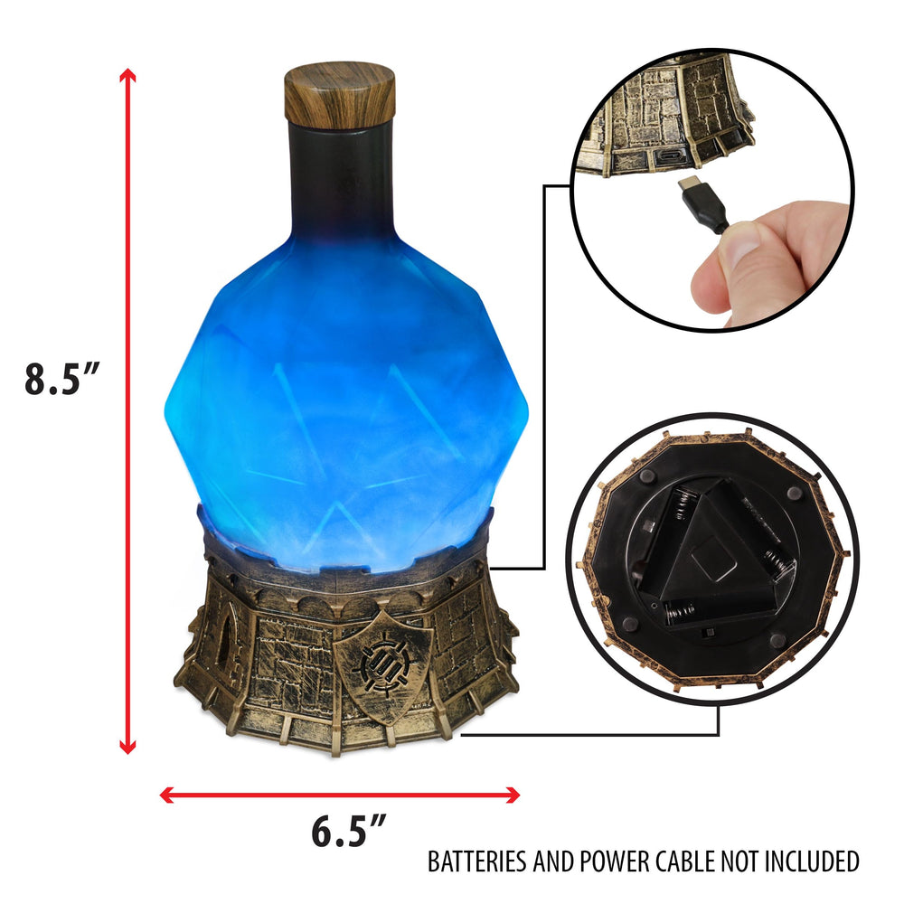ENHANCE Sorcerer's Mana Potion Light combines castle-base decor with blue glow for game rooms.