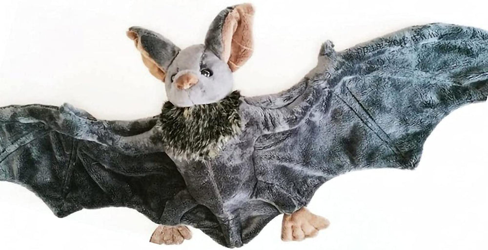 Enivtfz bat plush dimensions 11.81 inches tall and 27-inch wingspan