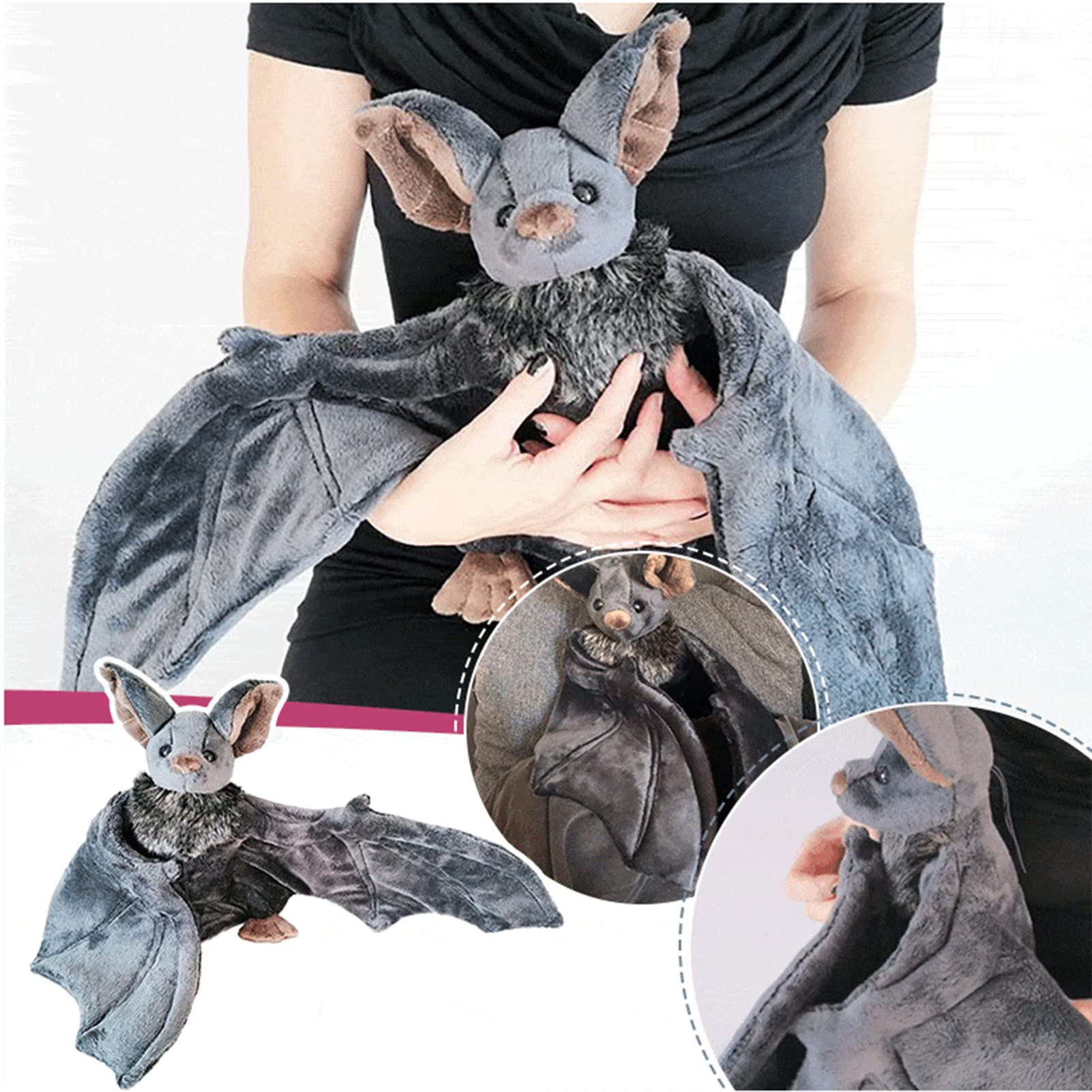 Enivtfz bat plush wings close-up showing soft fluffy texture for hugs