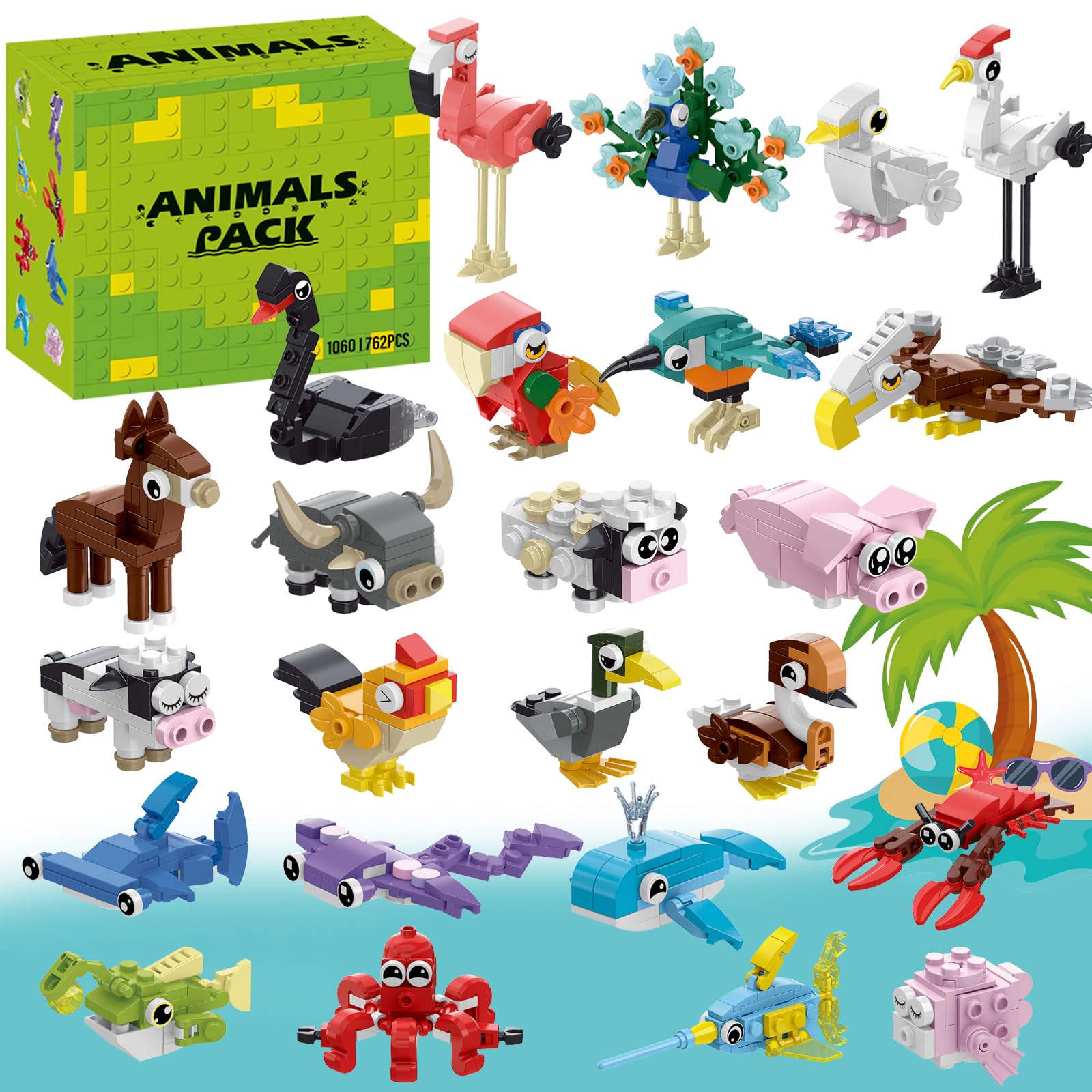 ENJBRICK 24-pack animals building set for kids, ideal classroom prizes.