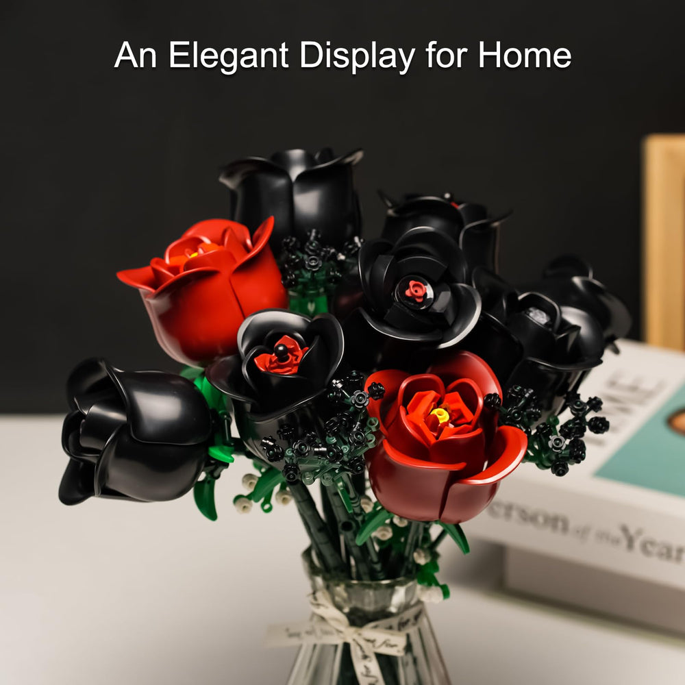 ENJBRICK close-up of black rose petals detail and realistic shape.