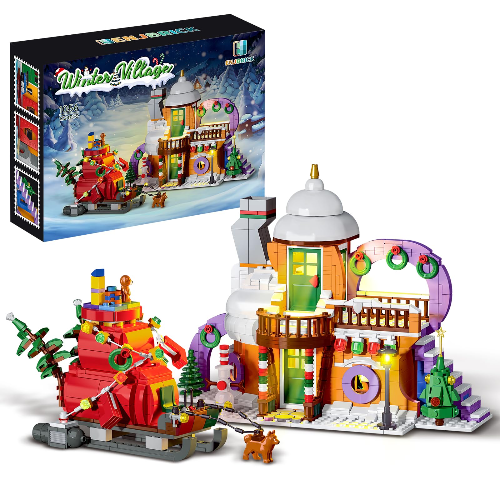 ENJBRICK Christmas house building parts for creative holiday decor and family play