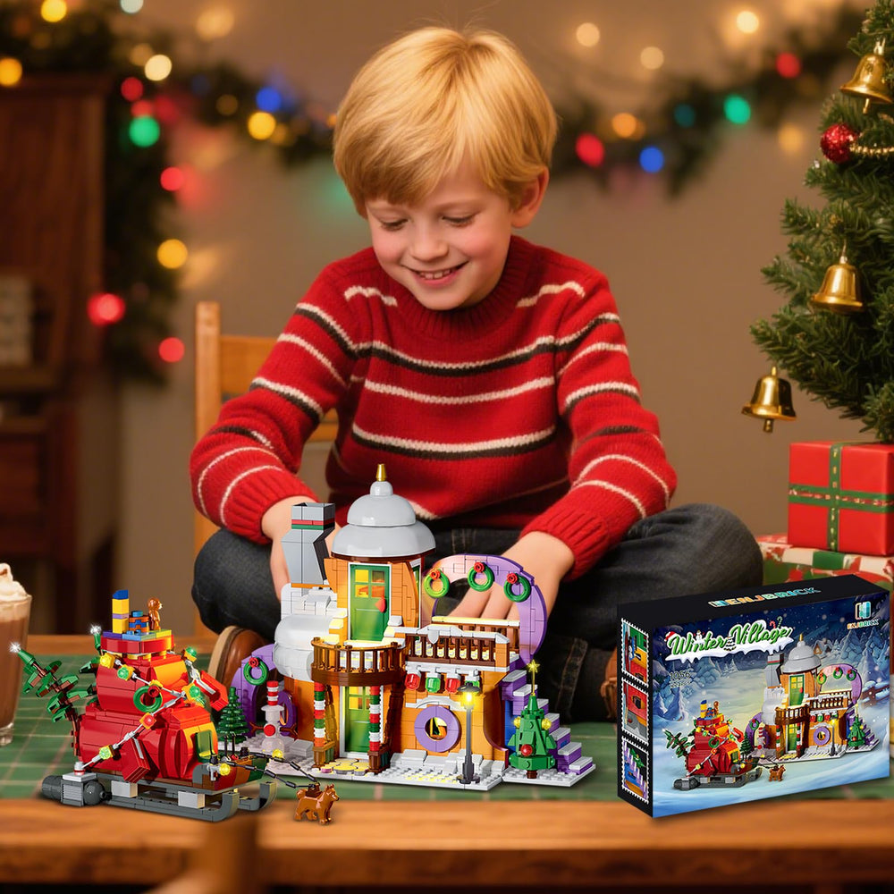 ENJBRICK compatible with lego size village for seamless holiday play sets