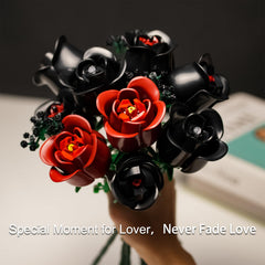 ENJBRICK red rose accents add contrast to gothic bloom display.