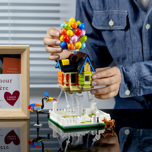 ENJBRICK Up Balloon House instruction card guiding kids safely through steps.