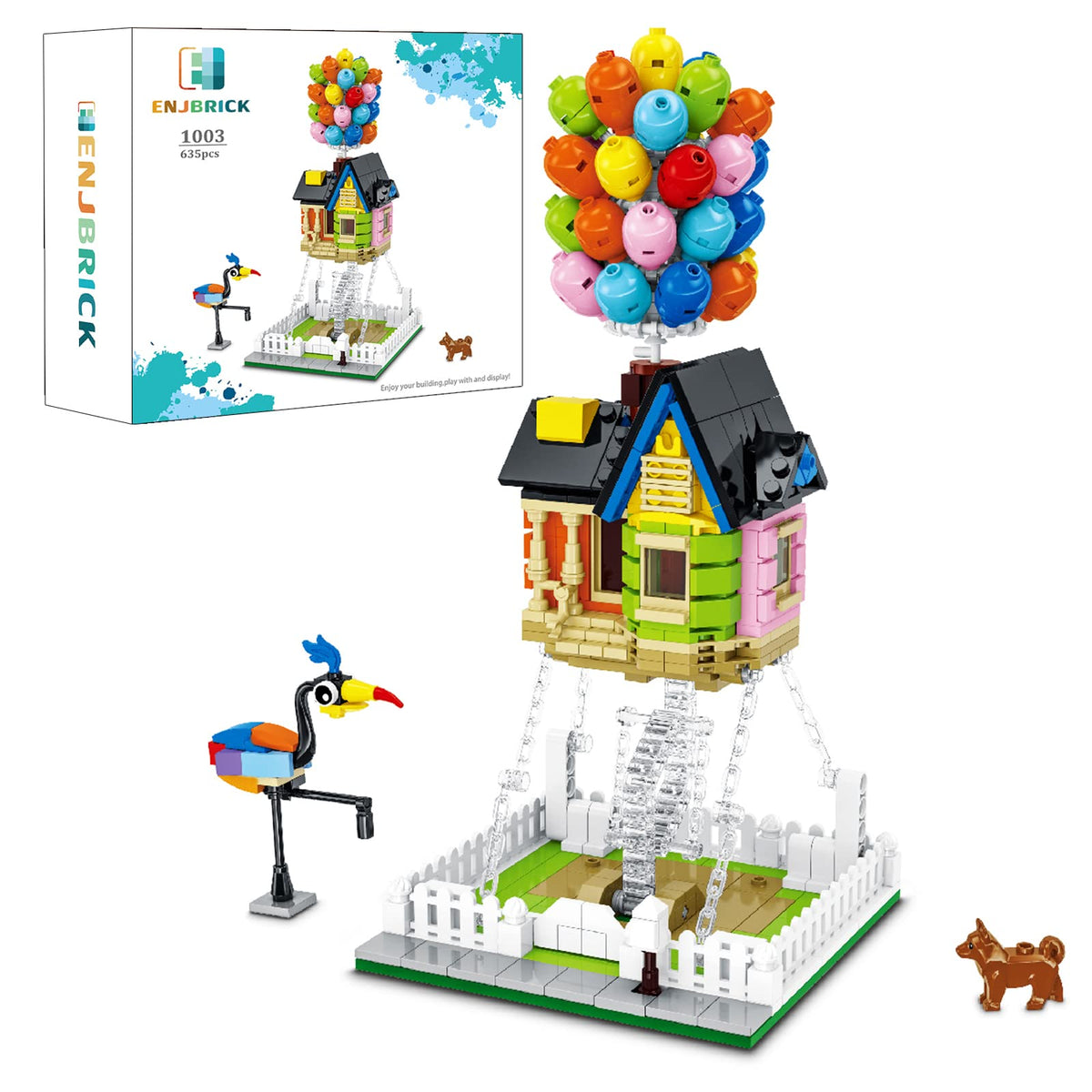 ENJBRICK Up Balloon House parts laid out for easy assembly and creative play.