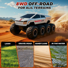 ENJOYFLY 8WD All-Terrain pickup provides steady grip on grass, sand, and gravel.