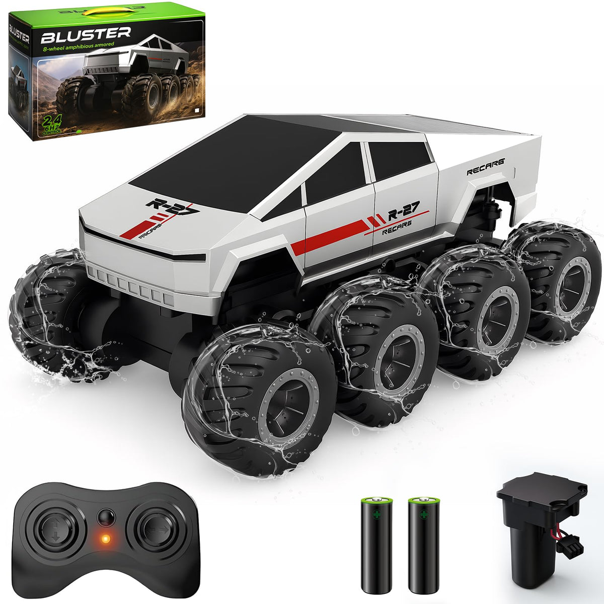 ENJOYFLY Amphibious RC Car handles water and land for versatile play.