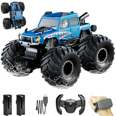 EnjoyFly amphibious RC truck front view showing rugged all-terrain capability.