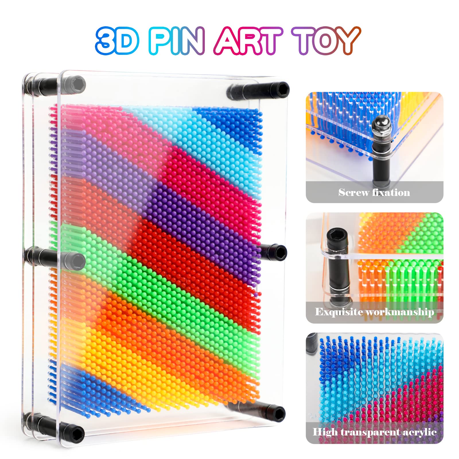 ENJSD Pin Art rainbow colors for color recognition and play