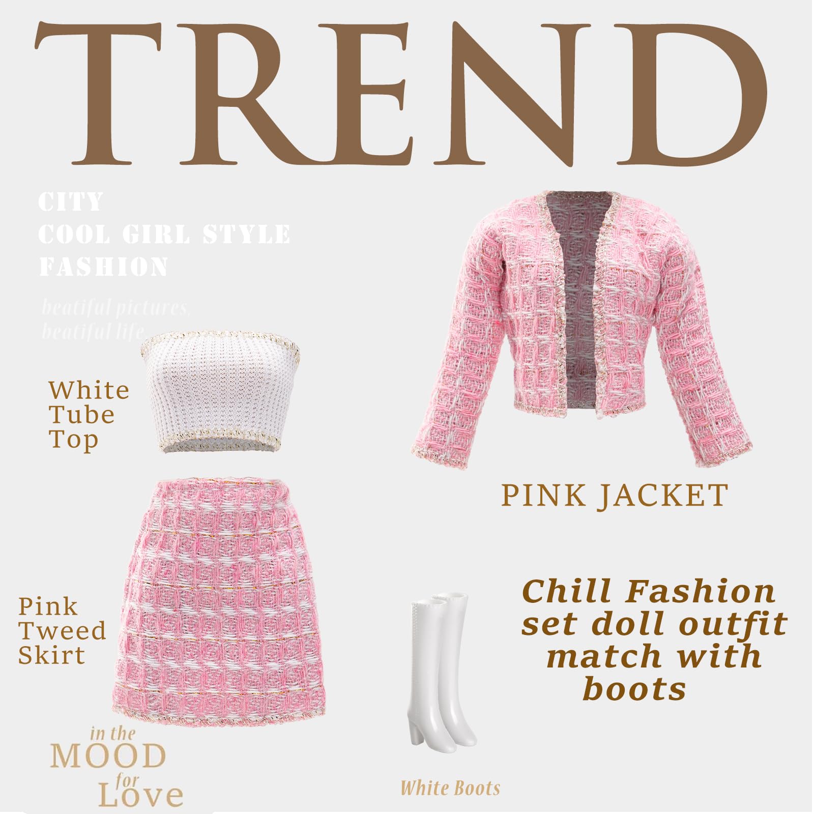 ENOCHT chic suits doll outfit close-up, showcasing soft fabrics and detailed tailoring.