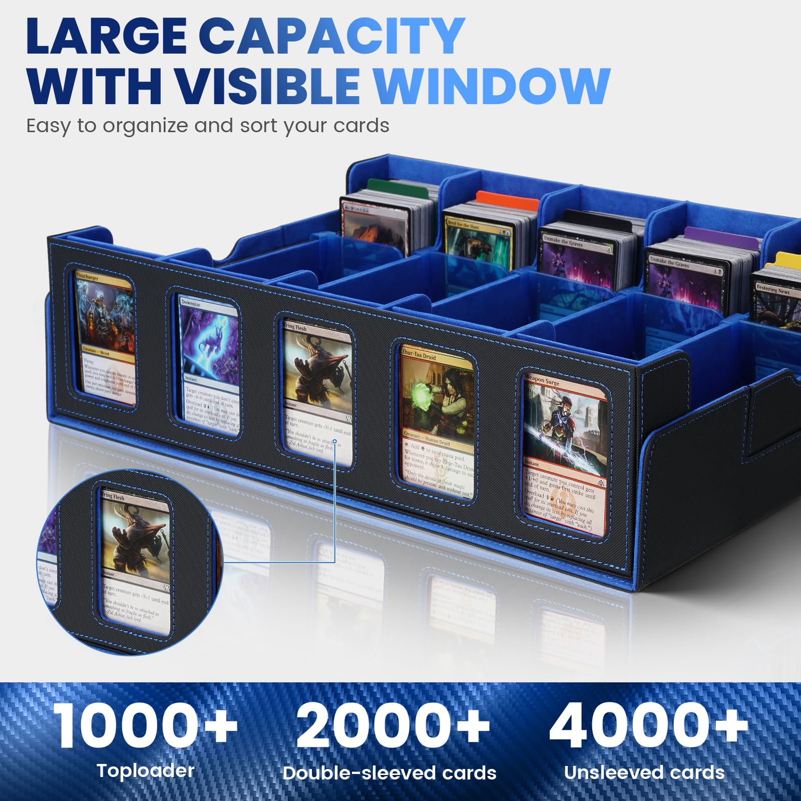 Enrichovo commander display window showcases prized cards safely.