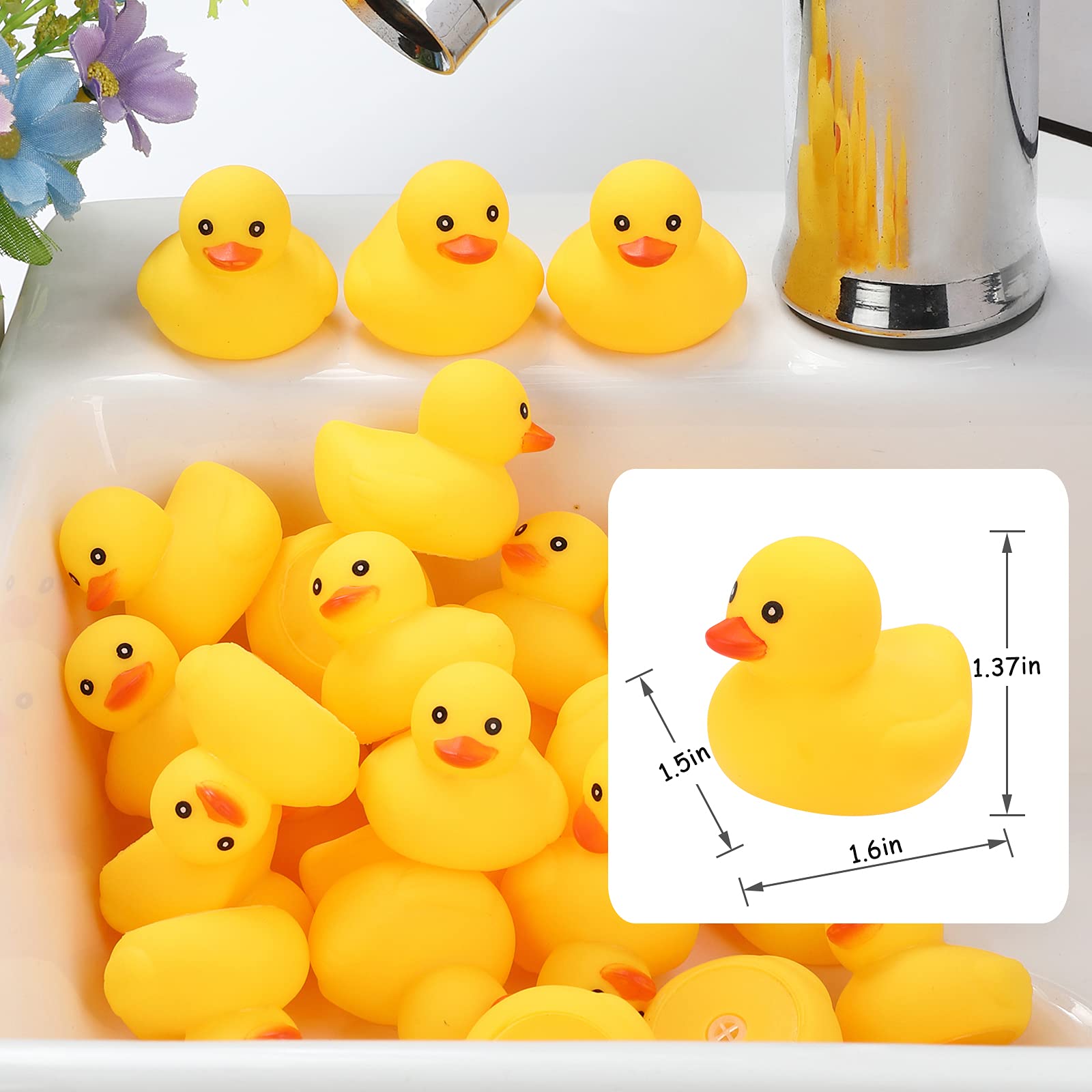 Ensbelei mini rubber ducks floating upright enhance bath play.