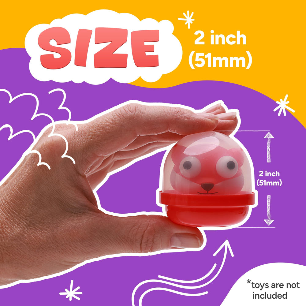 Entervending 51 mm empty capsules for customizable toy and candy prizes.