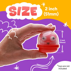 Entervending 51 mm empty capsules for customizable toy and candy prizes.