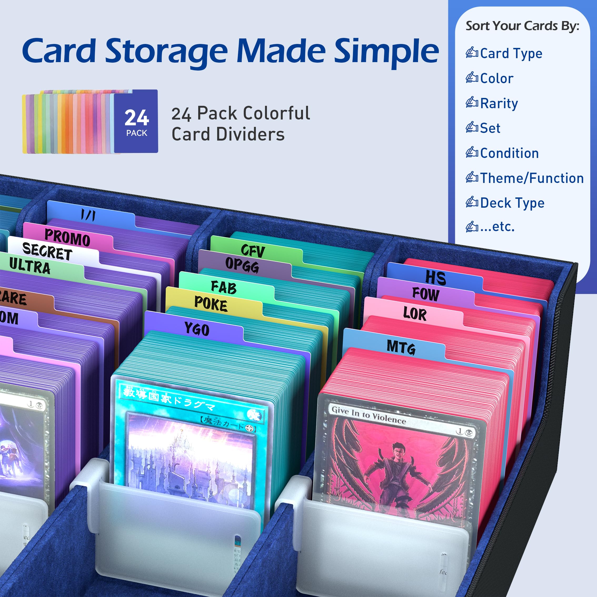 Entumo case with adjustable supports demonstrates secure card separation and toppling prevention.