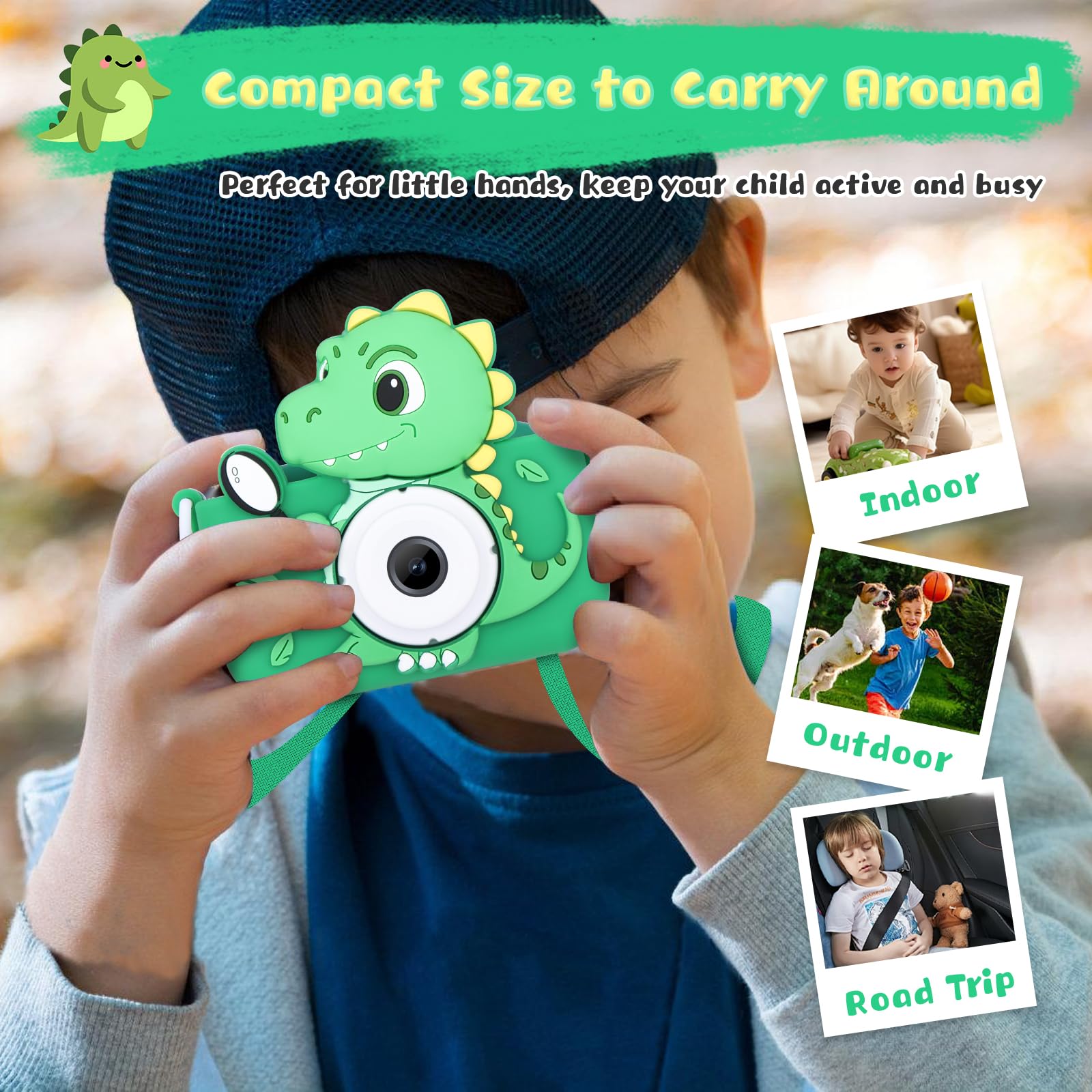 Envyvip dinosaur camera in a silicone case designed for protection