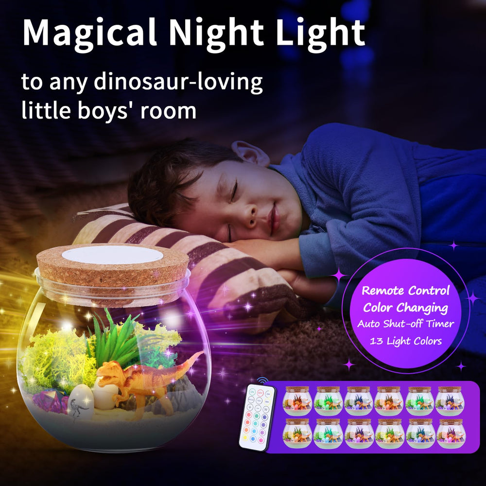 Envyvip night-light terrarium with remote control and multiple color modes.