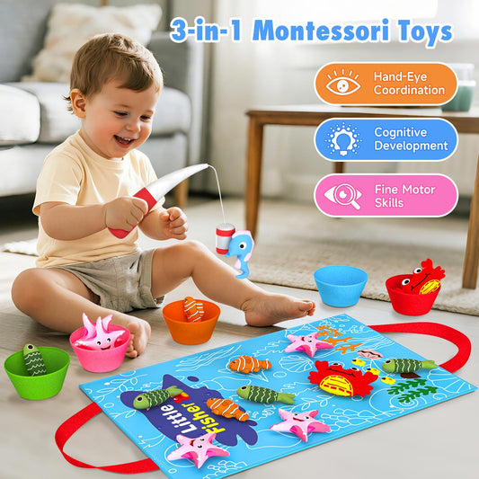 Envyvip felt fish buckets for color sorting during activities