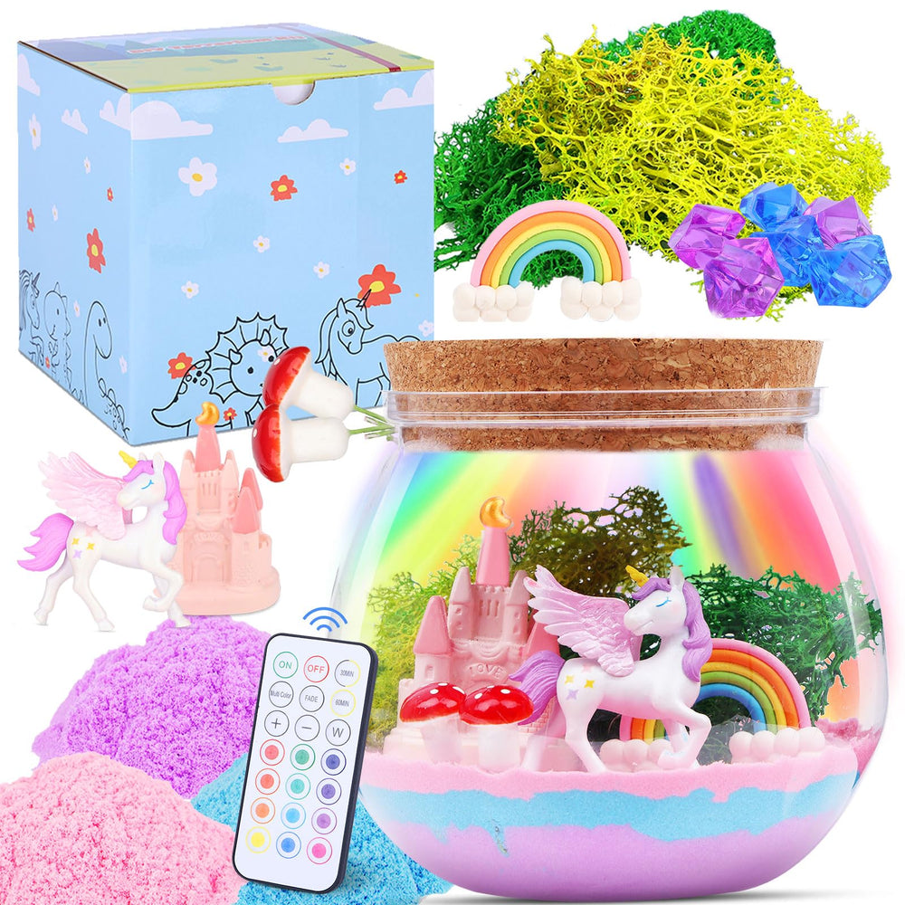 Envyvip unicorn crafts kit terrarium shows a kid-friendly setup for creative play