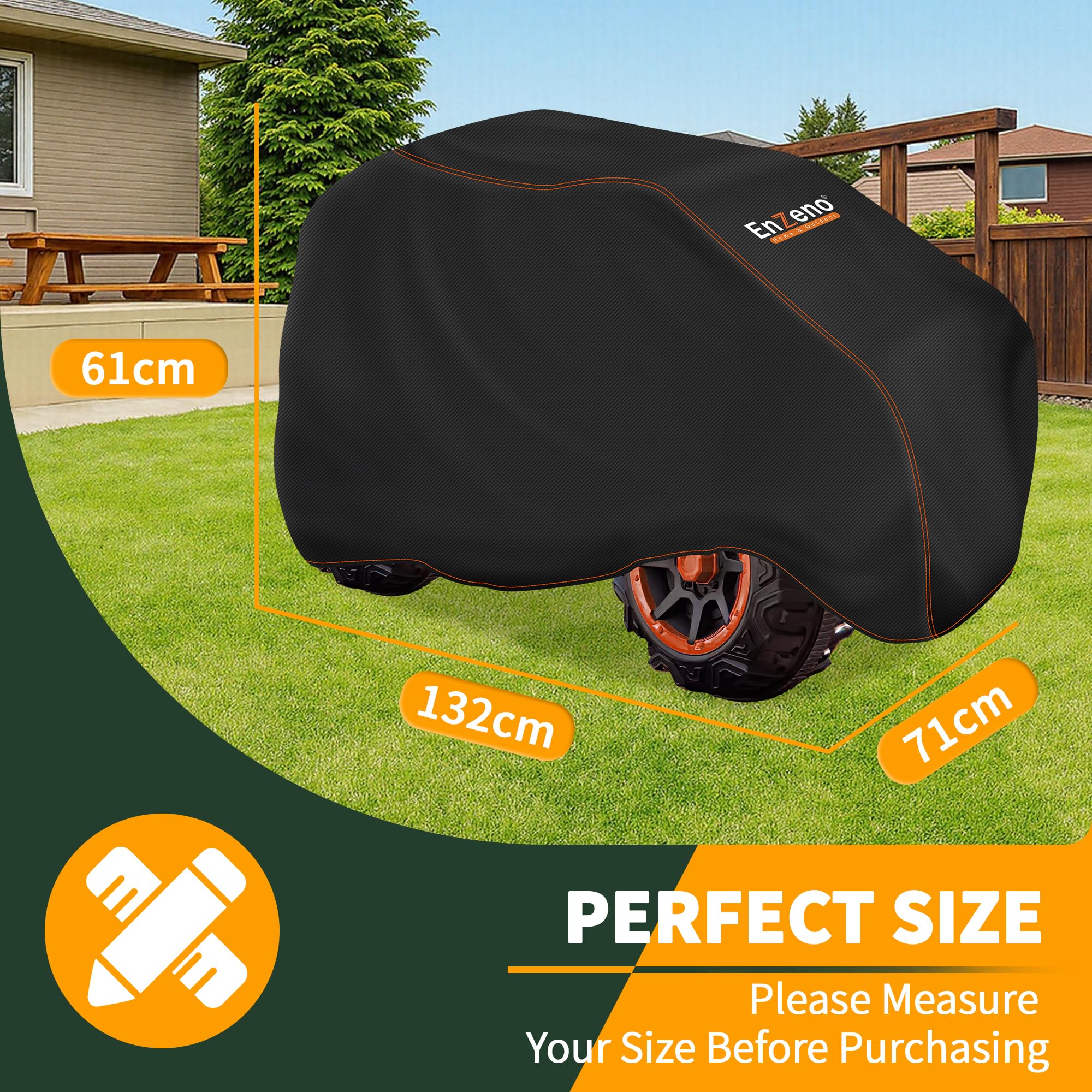 Enzeno Ride-On Cover with windproof bottom resists strong winds.