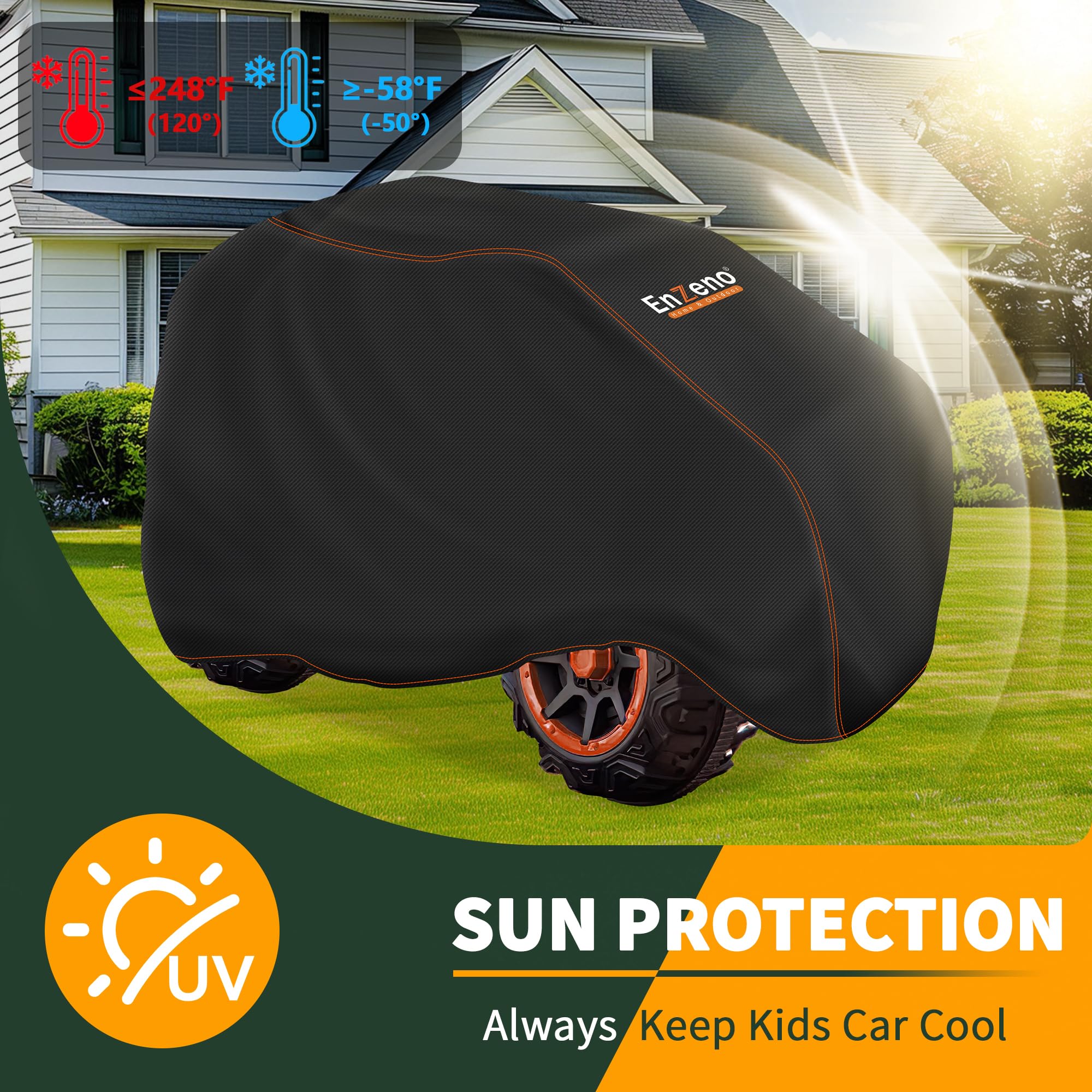 Enzeno Universal Fit Cover simplifies sizing for different ride-on models.