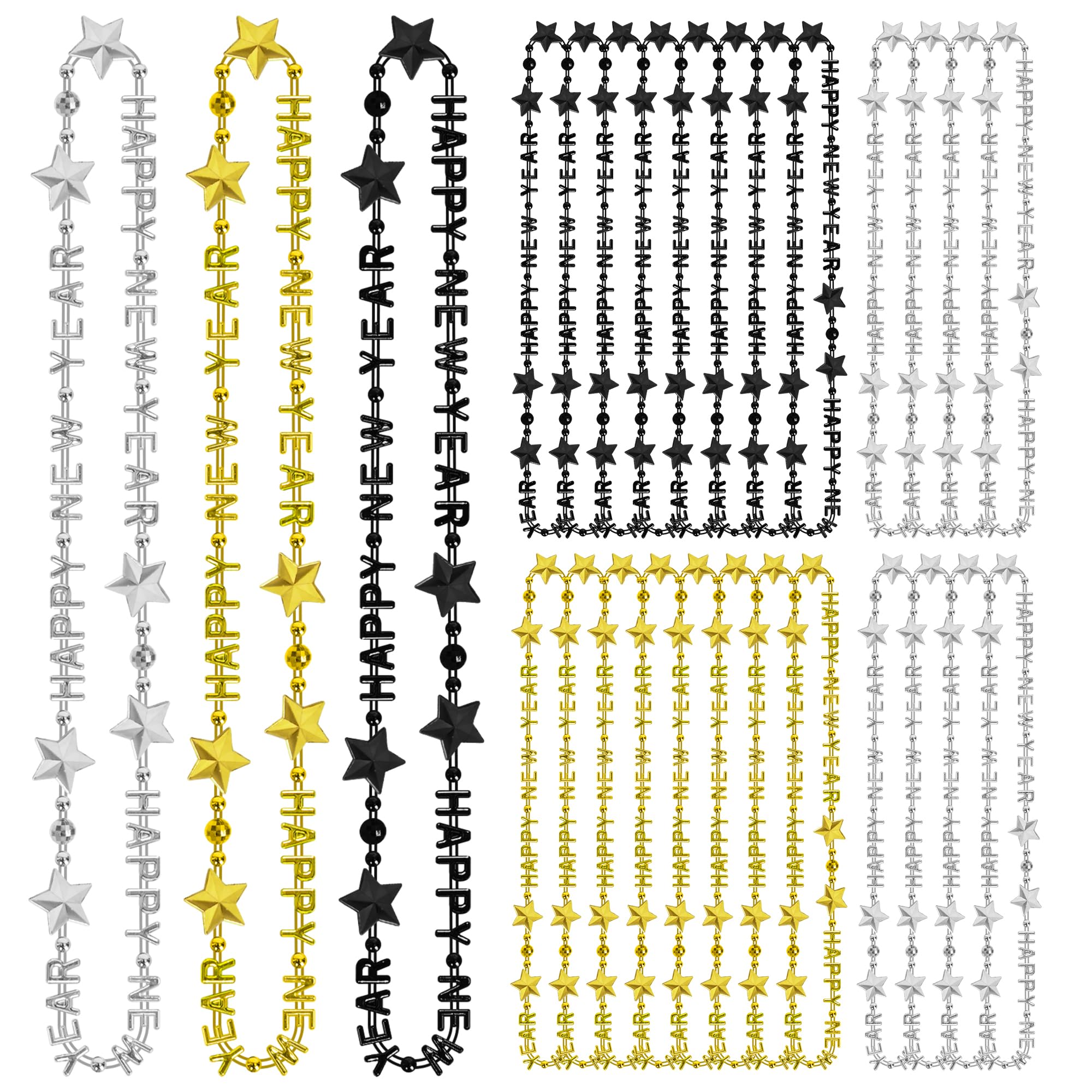 EOBOH 24-pack New Year’s necklaces decorate events with festive sparkle.