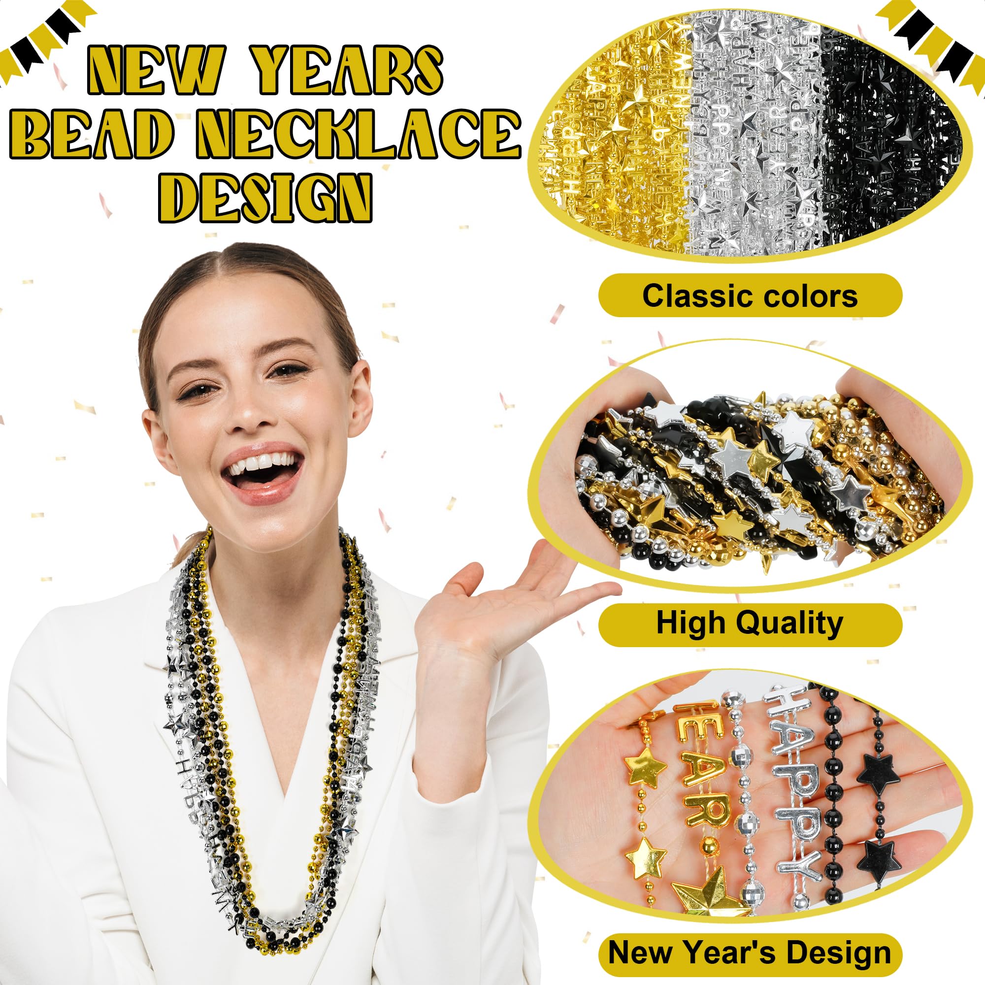 EOBOH Black gold silver bead design adds chic shimmer to outfits