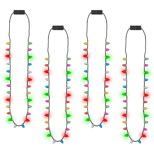 EOBOH Christmas Necklace 8-pack with bright multi-color bulbs for festive outfits