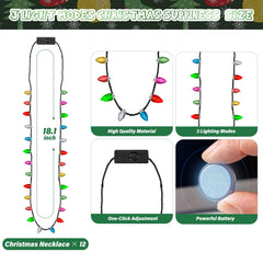 EOBOH colorful lights necklace enhances holiday outfits with vivid illumination.