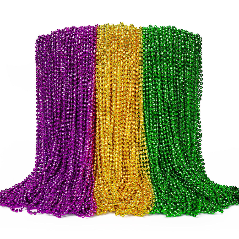 EOBOH Mardi Gras beads in green, purple, and gold for vibrant parade throws.