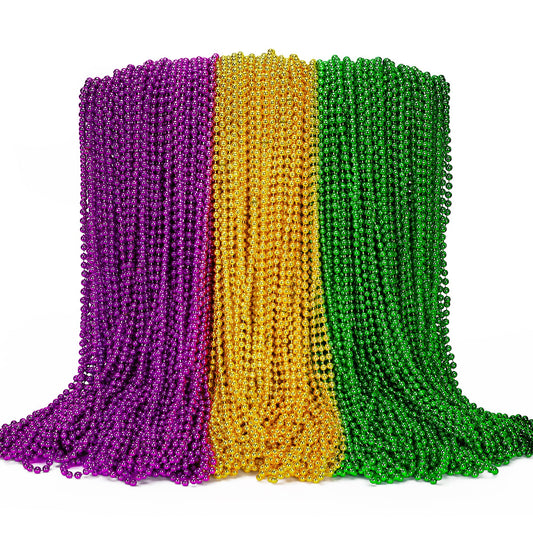 EOBOH Mardi Gras beads in green, purple, and gold for vibrant parade throws.