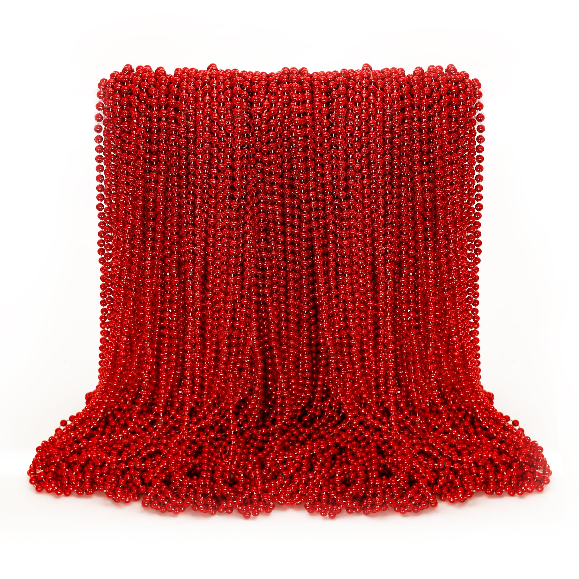 EOBOH Mardi Gras red bead necklace, 33-inch length, ideal for parades and decorations